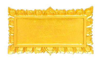 Golden Thai sculpture frame in Thai temple isolated on white wit