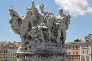Fototapeta na wymiar Sculpture on Ponte Vittorio Emanuele II in Rome, Italy