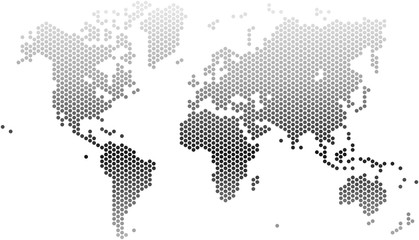 Fototapeta na wymiar Gradient dots world map, vector illustration.