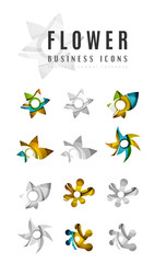 Set of abstract flower logo business icons