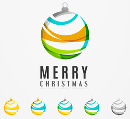 Set of abstract Christmas ball icons, business logo concepts
