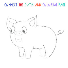 Connect the dots game pig vector illustration