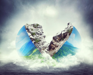 Fototapeta premium The earth in two parts