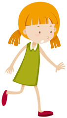 Little girl in green reaching