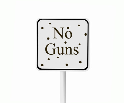 no guns sign with bullet holes on white background