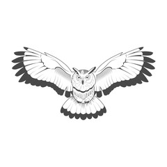 Wild owl emblem black and white vector