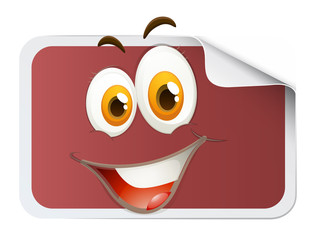 Square badge with happy face