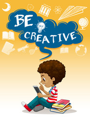 Little boy reading books