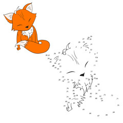 Connect the dots game fox vector illustration