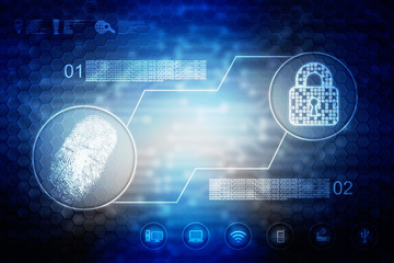 Security concept: Lock on digital screen, contrast, 3d render