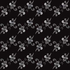 Seamless Abstract  Floral GrayScale Pattern