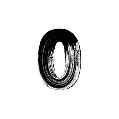 Number Zero 0 hand drawn with dry brush - obrazy, fototapety, plakaty