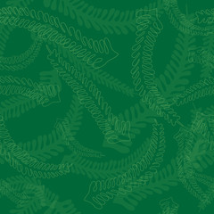 Seamless Fern Leaves Pattern in Green Colors