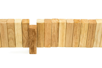 Row wooden blocks standing