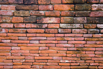 Brown brick wall in an old contemporary temple in Thailand