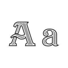 Font tattoo engraving letter A with shading