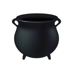 Empty witch cauldron,pot. Realistic Vector illustration isolated on white background. Created with gradient mesh.