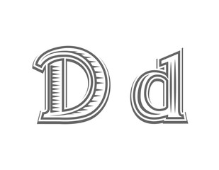 Font tattoo engraving letter D