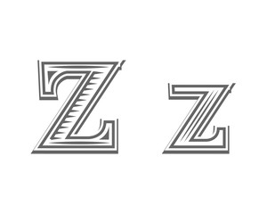 Font tattoo engraving letter Z