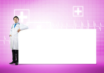 Doctor with banner