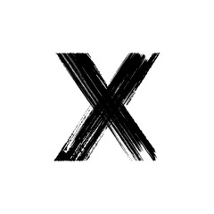 Letter X hand drawn with dry brush