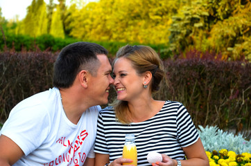 Loving couple on a picnic