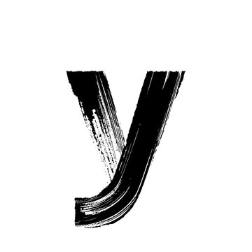Letter y hand drawn with dry brush. Lowercase