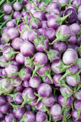 a pile of fresh eggplant