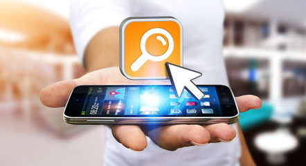 Young man surfing on internet