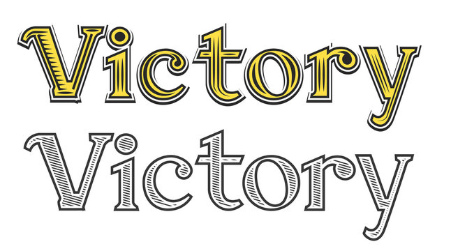 Tattoo engraving word Victory 