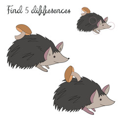 Find differences kids layout for game hedgehog 