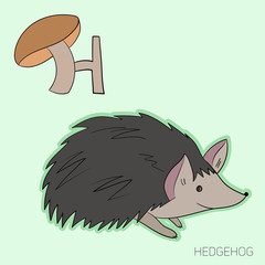 Alphabet letter H hedgehog children vector