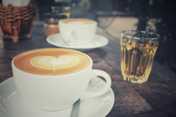 Vintage latte art coffee