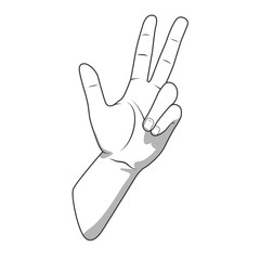 Palm hand number three gesture vector illustration