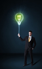 Businessman with an idea bulb