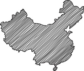 Freehand China map sketch on white background. Vector illustration.
