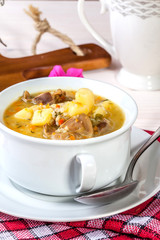 Soup with buckwheat and vegetables.