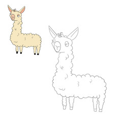 Connect the dots game lama vector illustration