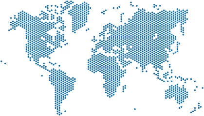 Fototapeten Punkte-Weltkarte auf weißem Hintergrund, Vektorillustration. © tanarch