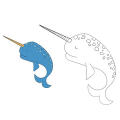 Connect the dots game narwhal  vector illustration © Oleksandr Pokusai