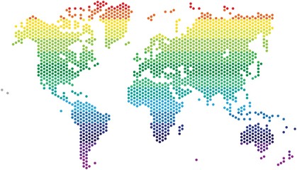 Obraz premium Dots world map on white background, vector illustration.