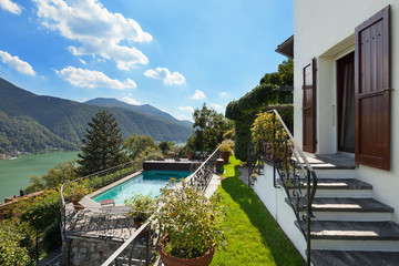 Fototapeta na wymiar beautiful terrace with swimming pool