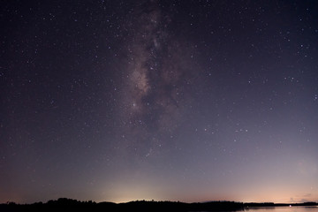 Fototapeta na wymiar Milky Way and starry night over the lake