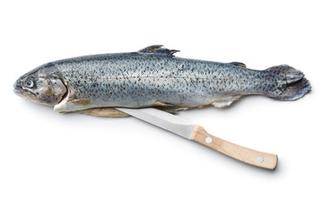 the gutted trout with knife