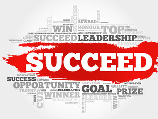 Succeed word cloud, business concept