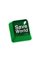 Alphabet letters save world concept isolated on white background.