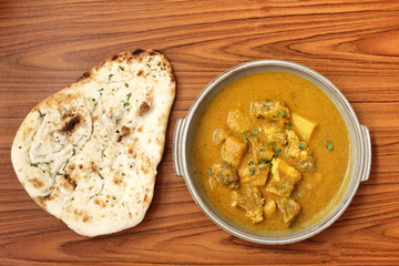 Indian naan bread with curry