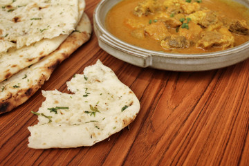 Indian naan bread with curry