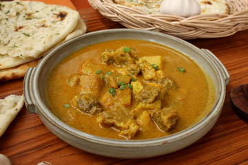 Indian naan bread with curry