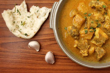 Indian naan bread with curry
